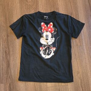 Disney Black Tee with Minnie Mouse and Red Bow